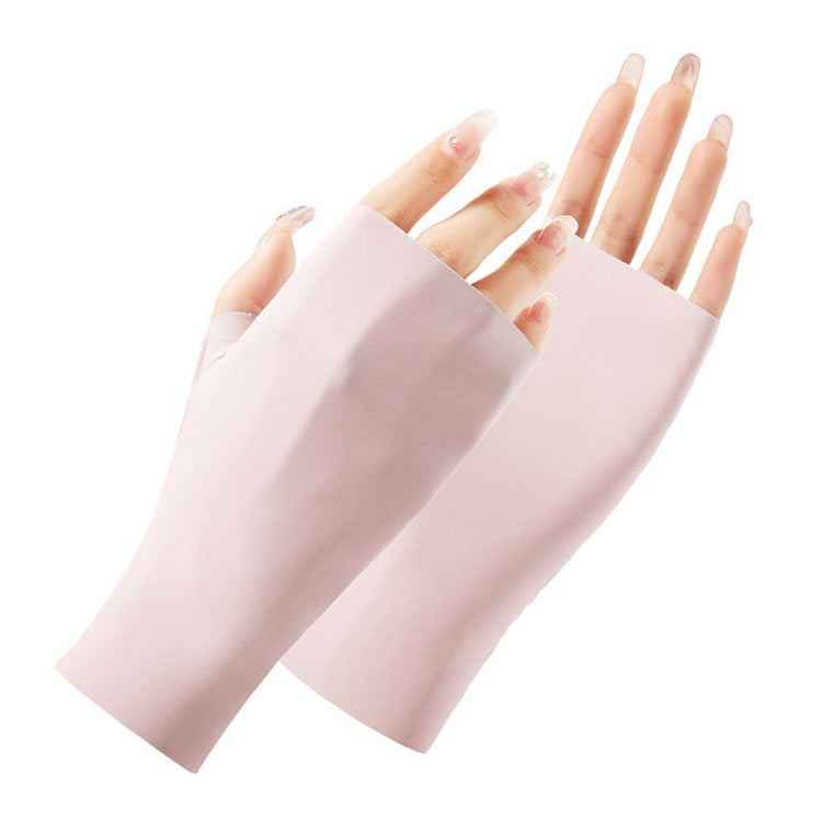 2 paia di guanti da donna per protezione solare, guanti in seta di ghiaccio con mezze dita, stile:, Cent Finger, Linked Finger