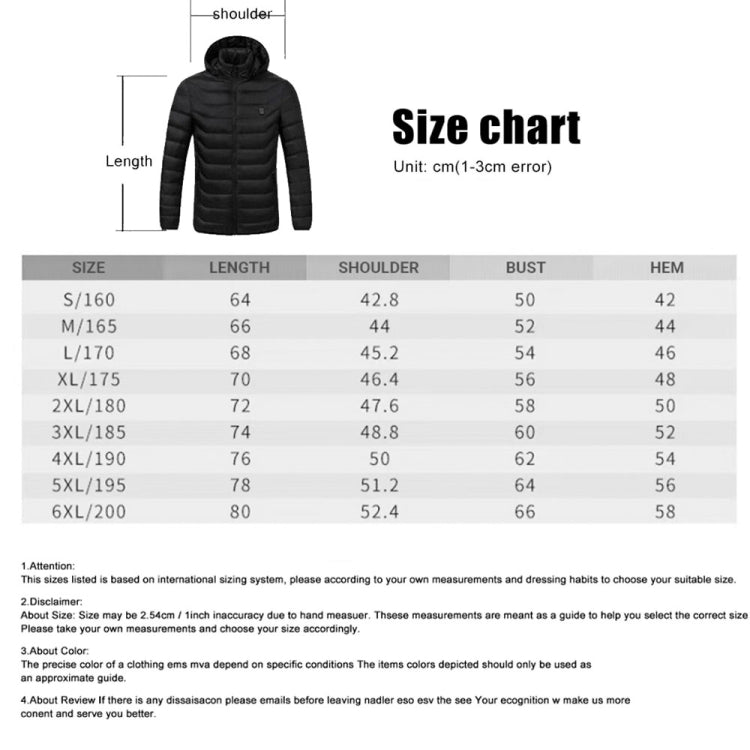 Giacca termica invernale riscaldata elettrica USB, 19 Zone 4 Control Blue XXXXXL, 19 Zone 4 Control Black XXXXXL, 19 Zone 4 Control Blue XXXXXXL, 19 Zone 4 Control Black XXXXXXL