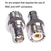 Jack femmina BNC al connettore adattatore coassiale RF di tipo dritto femmina UHF PL-259, BNC Female To UHF Female
