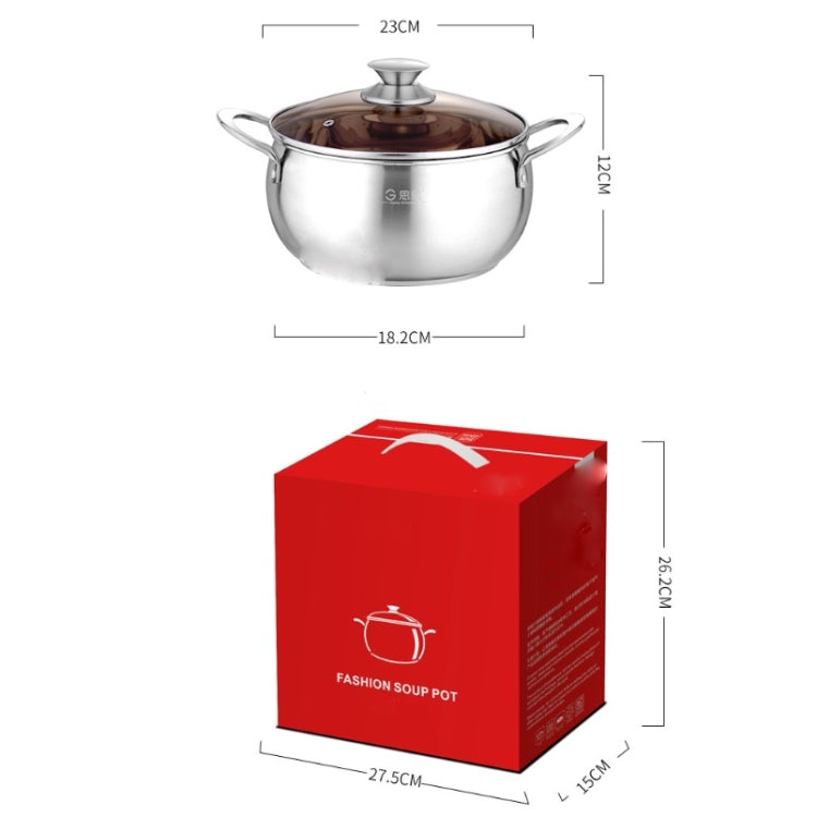 Pentola per zuppa extra spessa di grande capacità a forma di tamburo in acciaio inossidabile Si Gang da 24 cm, 24 CM