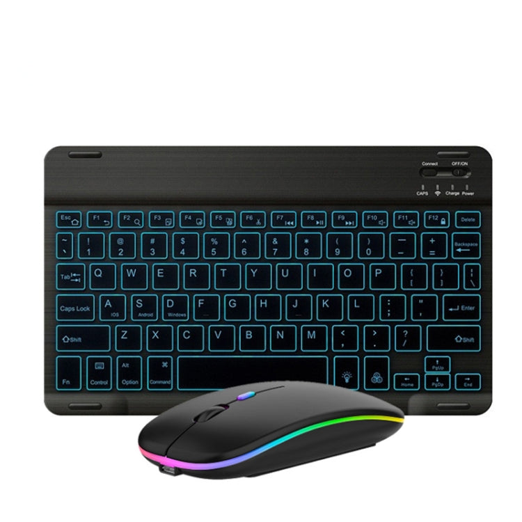 Set tastiera e mouse Bluetooth retroilluminato colorato RGB da 10 pollici per telefono cellulare/tablet, Black, White