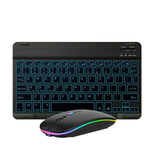 Set tastiera e mouse Bluetooth retroilluminato colorato RGB da 10 pollici per telefono cellulare/tablet, Black, White