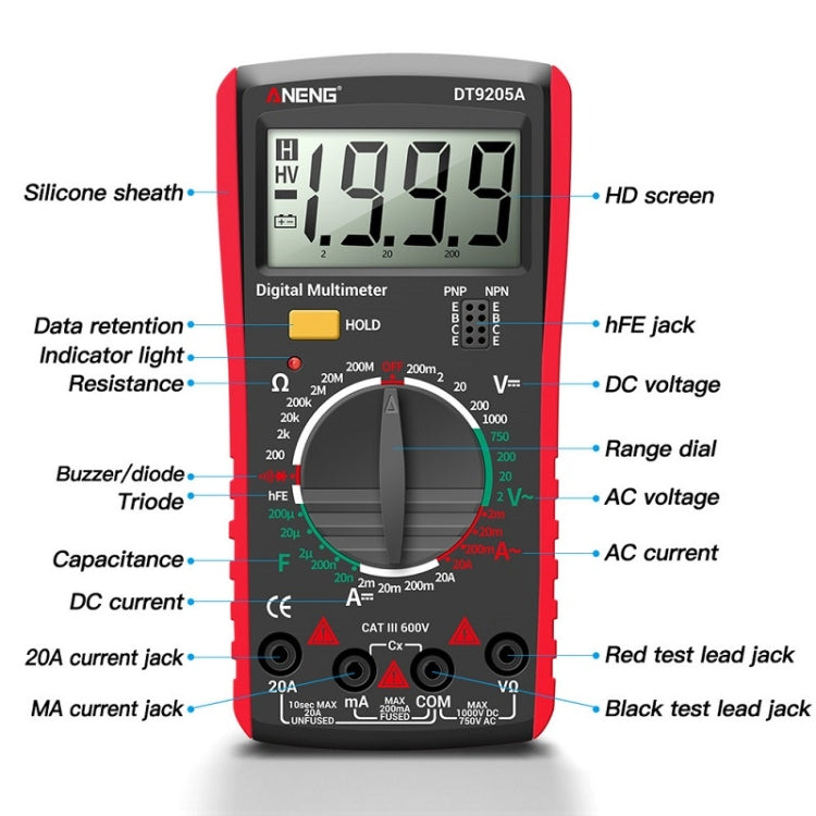 Multimetro digitale ANENG DT9205A ad alta precisione