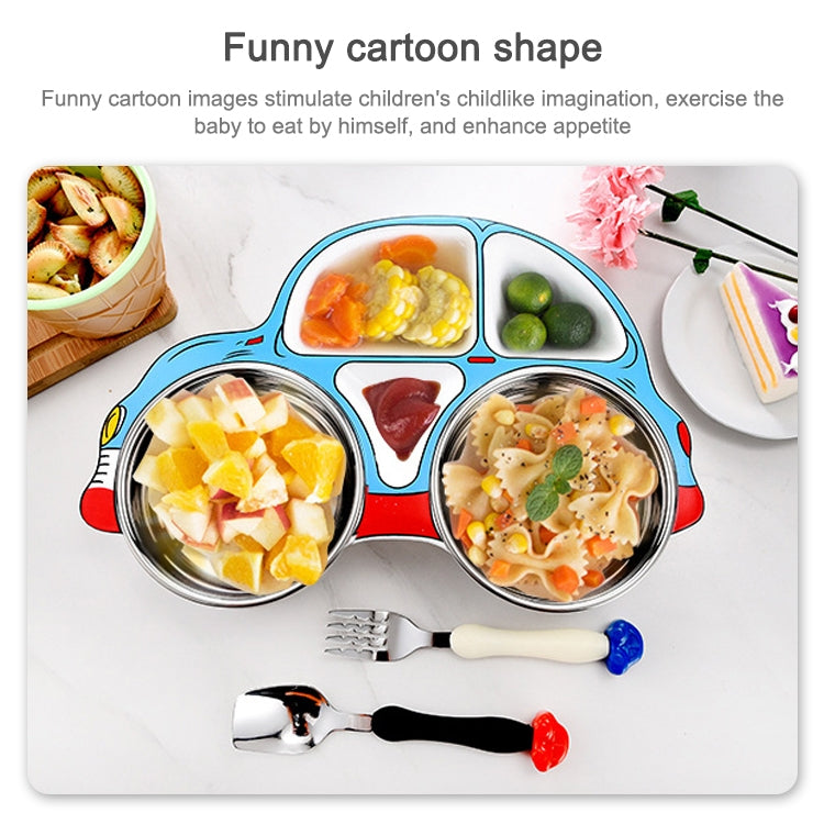 Piatto da pranzo per auto per bambini in acciaio inossidabile 304, Red, Blue, Blue (removable and washable)