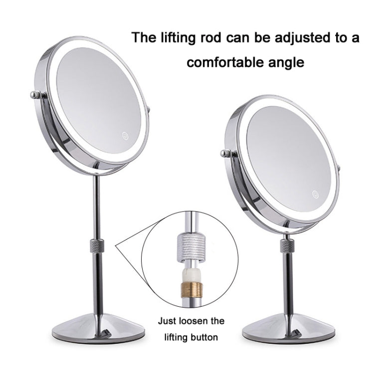 Specchio ingranditore sollevabile con specchio per trucco luminoso a LED rotondo bifacciale da tavolo, Plane + 3 Times Magnification(8-inch Battery Model), Plane + 5 Times Magnification(8-inch Battery Model)                                             ...