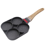 Artefatto per la colazione in pentola con gnocchi di uova a fondo piatto antiaderente a quattro fori in pietra Maifan fatta in casa da 20 cm, Flat-bottom Pot