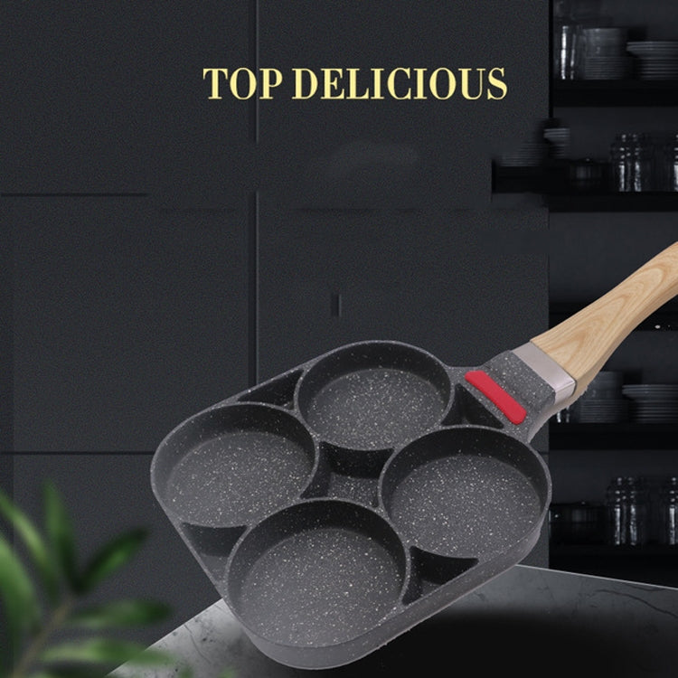 Artefatto per la colazione in pentola con gnocchi di uova a fondo piatto antiaderente a quattro fori in pietra Maifan fatta in casa da 20 cm, Flat-bottom Pot