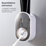 Portadentifricio a parete con spremitura automatica del dentifricio