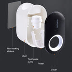Portadentifricio a parete con spremitura automatica del dentifricio