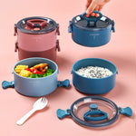Bento Box rotondo portatile isolante per il pranzo, per studenti, impiegati, con forno a microonde riscaldato, Single Layer, Double Layer