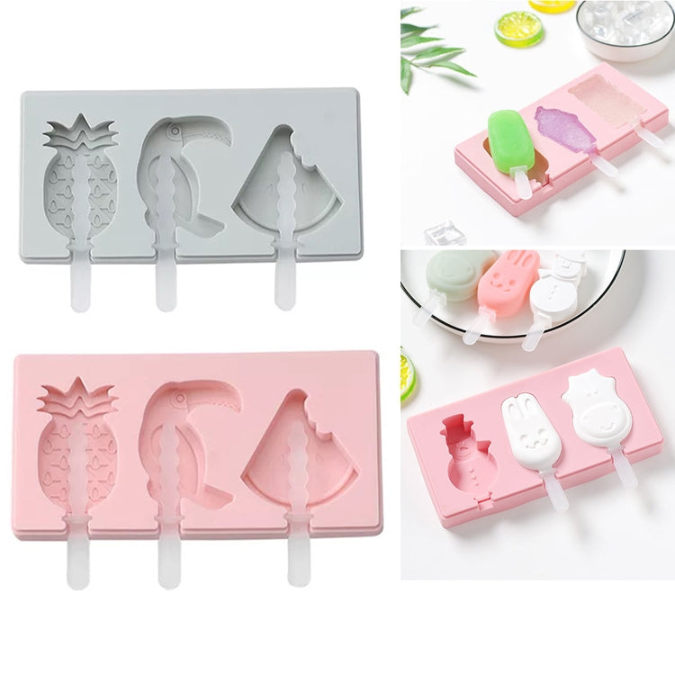 Stampo per ghiaccioli per gelato fatto a mano fatto in casa in silicone con coperchio, consegna casuale a colori, Fruit Woodpecker, Ice Cream, Snowman Hippo Bunny