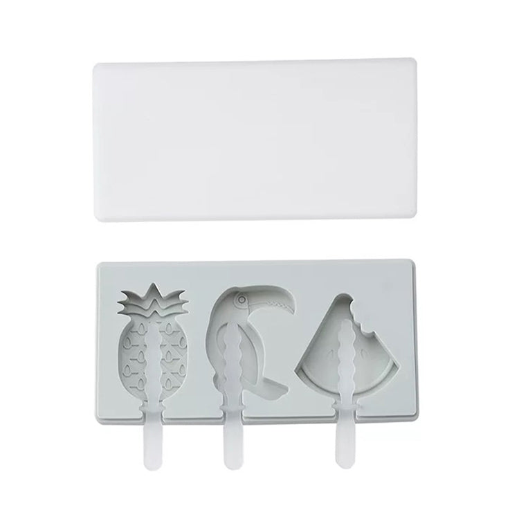 Stampo per ghiaccioli per gelato fatto a mano fatto in casa in silicone con coperchio, consegna casuale a colori, Fruit Woodpecker, Ice Cream, Snowman Hippo Bunny