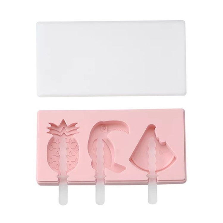 Stampo per ghiaccioli per gelato fatto a mano fatto in casa in silicone con coperchio, consegna casuale a colori, Fruit Woodpecker, Ice Cream, Snowman Hippo Bunny