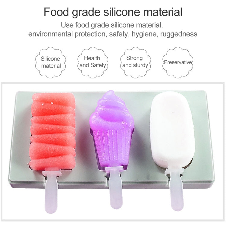 Stampo per ghiaccioli per gelato fatto a mano fatto in casa in silicone con coperchio, consegna casuale a colori, Fruit Woodpecker, Ice Cream, Snowman Hippo Bunny