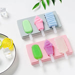 Stampo per ghiaccioli per gelato fatto a mano fatto in casa in silicone con coperchio, consegna casuale a colori, Fruit Woodpecker, Ice Cream, Snowman Hippo Bunny