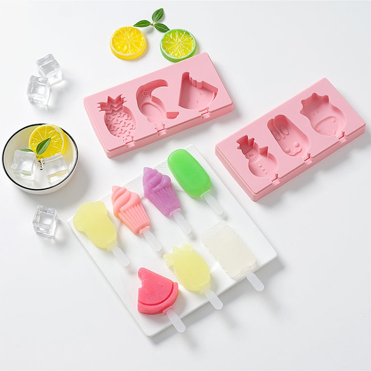 Stampo per ghiaccioli per gelato fatto a mano fatto in casa in silicone con coperchio, consegna casuale a colori, Fruit Woodpecker, Ice Cream, Snowman Hippo Bunny
