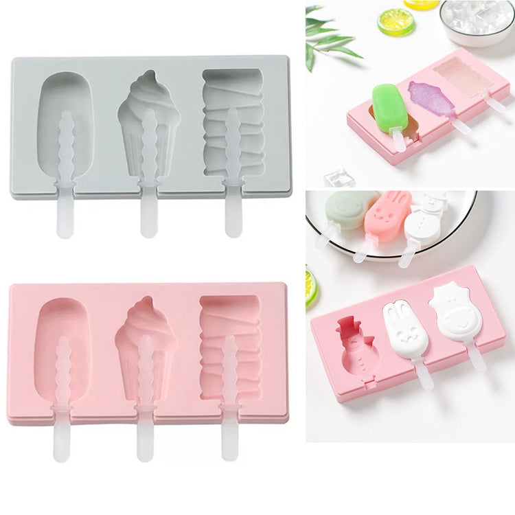 Stampo per ghiaccioli per gelato fatto a mano fatto in casa in silicone con coperchio, consegna casuale a colori, Fruit Woodpecker, Ice Cream, Snowman Hippo Bunny