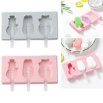 Stampo per ghiaccioli per gelato fatto a mano fatto in casa in silicone con coperchio, consegna casuale a colori, Fruit Woodpecker, Ice Cream, Snowman Hippo Bunny