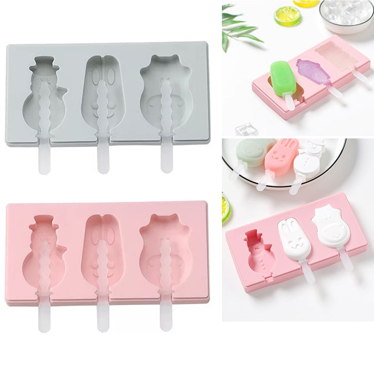 Stampo per ghiaccioli per gelato fatto a mano fatto in casa in silicone con coperchio, consegna casuale a colori, Fruit Woodpecker, Ice Cream, Snowman Hippo Bunny
