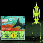 2 set di ganci doppi ISEAMA Gancio esplosivo Alimentatore per carpe bighead per asta a mano e asta da lancio, 6, 7, 8, 9, 10, 11, 12, 13, 14
