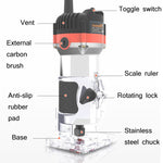 Macchina per la lavorazione del legno Rifilatrice elettrica multifunzionale Fresatrice per legno Stozzatrice Strumenti per incisione Spina europea, 600W Plastic Body, 720W Aluminum Body