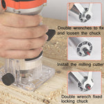 Macchina per la lavorazione del legno Rifilatrice elettrica multifunzionale Fresatrice per legno Stozzatrice Strumenti per incisione Spina europea, 600W Plastic Body, 720W Aluminum Body