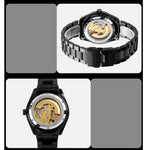 SKMEI 9194 Orologio automatico da uomo con cinturino meccanico in acciaio scheletrato, Black, Silver, Golden Black Face, Rose Gold, Golden Gold Face