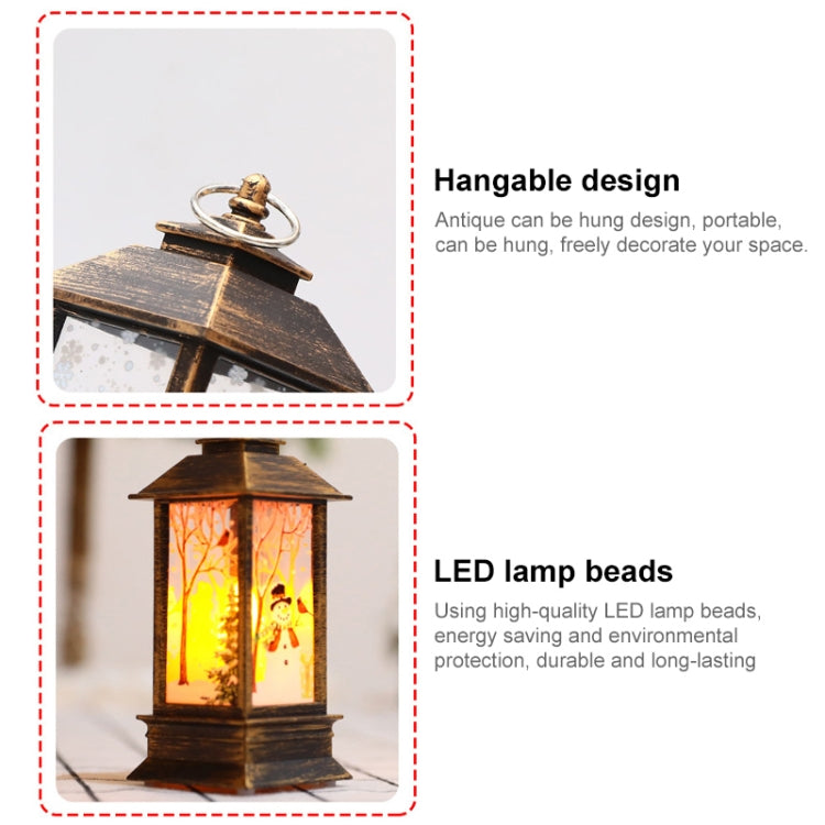 Lanterna con fiamma natalizia Decorazione natalizia Lampada a candeliere con ornamento luminoso a LED, White Elk, White Snowman, Red Santa, Bronze Elk, Bronze Snowman, Bronze Santa, White Angel, Large 77 x 77 x 195mm