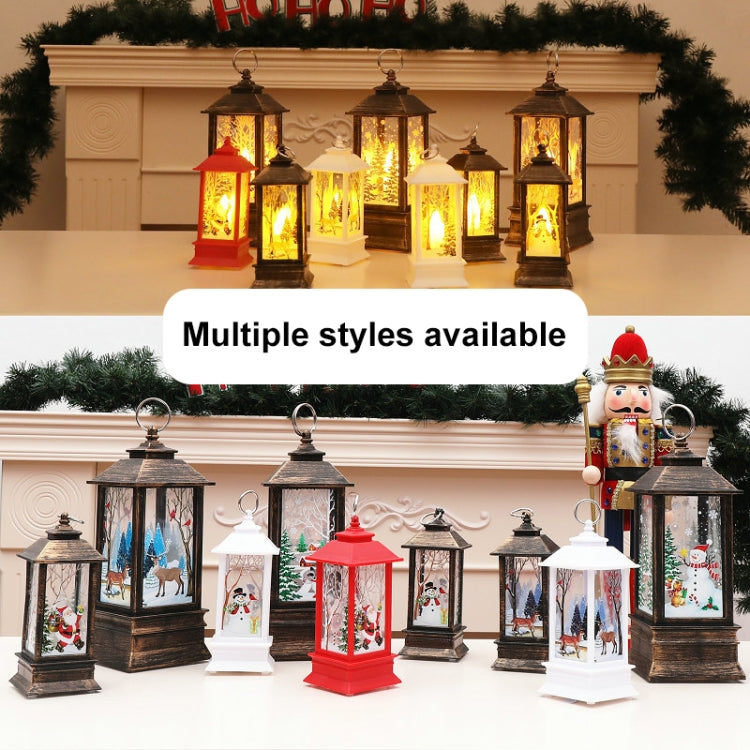 Lanterna con fiamma natalizia Decorazione natalizia Lampada a candeliere con ornamento luminoso a LED, White Elk, White Snowman, Red Santa, Bronze Elk, Bronze Snowman, Bronze Santa, White Angel, Large 77 x 77 x 195mm