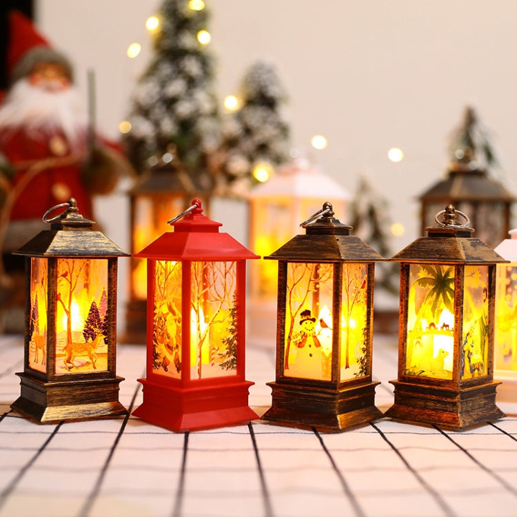 Lanterna con fiamma natalizia Decorazione natalizia Lampada a candeliere con ornamento luminoso a LED, White Elk, White Snowman, Red Santa, Bronze Elk, Bronze Snowman, Bronze Santa, White Angel, Large 77 x 77 x 195mm