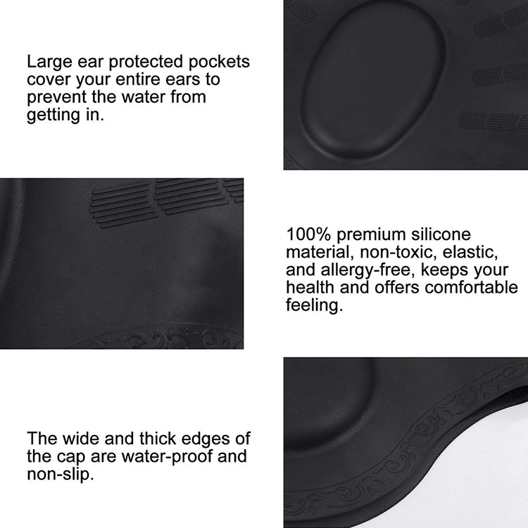 Cuffia da nuoto impermeabile con protezione per le orecchie in silicone per adulti con capelli lunghi, Long Hair Swimming Cap(Black), Long Hair Swimming Cap(Blue), Long Hair Swimming Cap(Pink), Long Hair Swimming Cap(Silver)                            ...