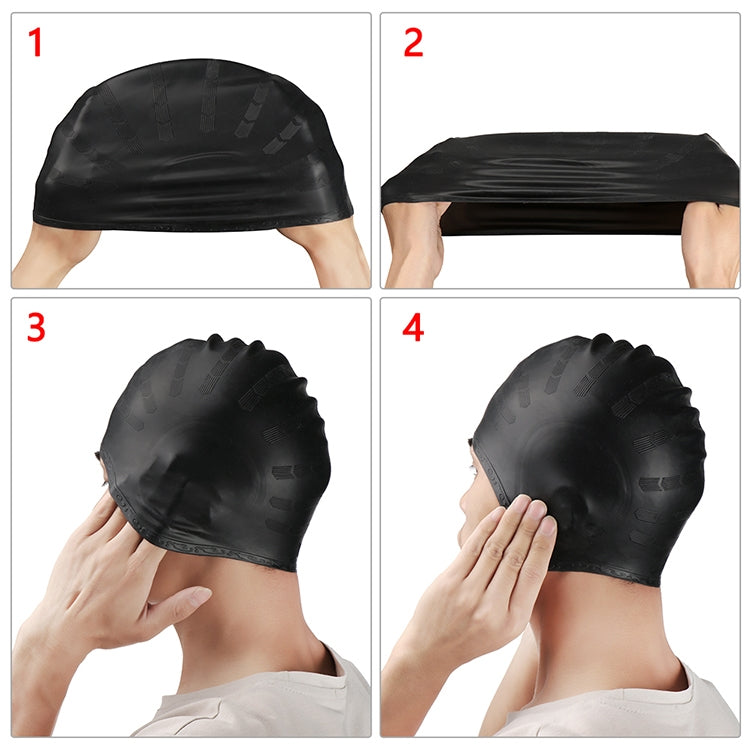 Cuffia da nuoto impermeabile con protezione per le orecchie in silicone per adulti con capelli lunghi, Long Hair Swimming Cap(Black), Long Hair Swimming Cap(Blue), Long Hair Swimming Cap(Pink), Long Hair Swimming Cap(Silver)                            ...