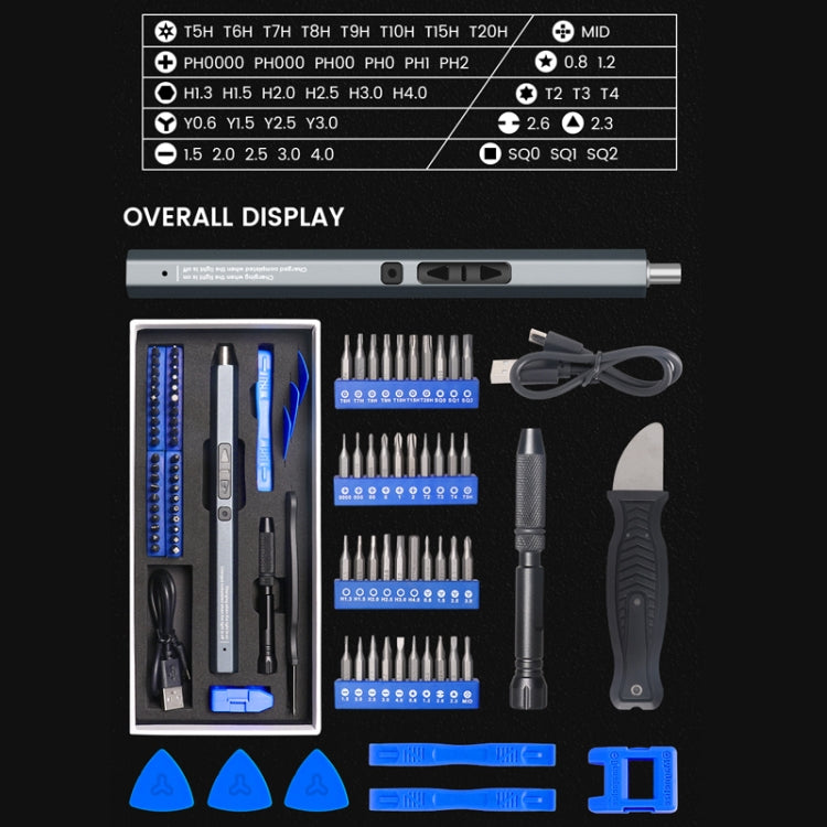 51 in 1 Rechargeable Mini Electric Screwdriver Set with 3 LED Lighting, 51 In 1 Blue, 51 In 1 Red, 51 In 1 Gray