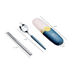 Set di posate per bacchette con cucchiaio in acciaio inossidabile 304 portatile da viaggio per studenti semplici 2 in 1