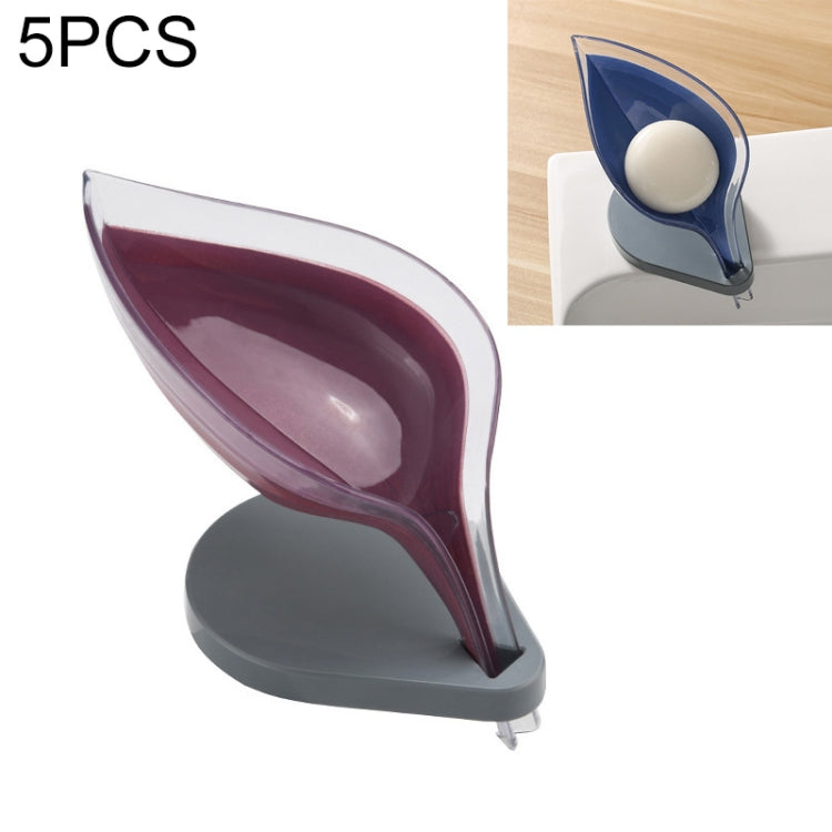 5 pezzi di scatola portasapone trasparente per scarico foglie, ventosa per punzonatura gratuita per bagno creativo