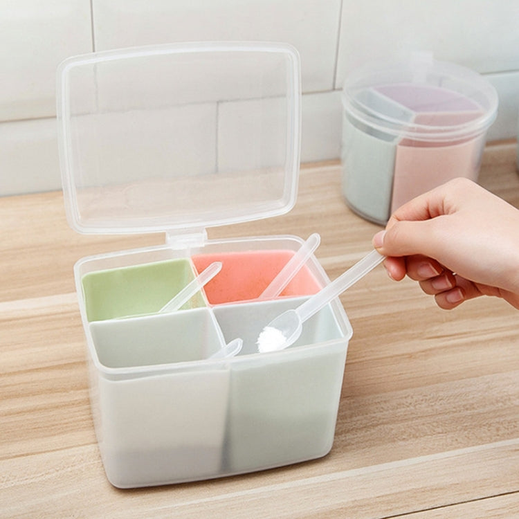 Scatola per spezie combinata divisa da cucina per la casa Scatola per spezie a tre griglie con cucchiaio, Round, Square, Apple Shape