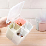 Scatola per spezie combinata divisa da cucina per la casa Scatola per spezie a tre griglie con cucchiaio, Round, Square, Apple Shape