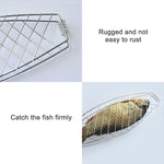 Strumento per barbecue con clip per pesce alla griglia, con manico in legno cromato, per barbecue a pesce singolo
