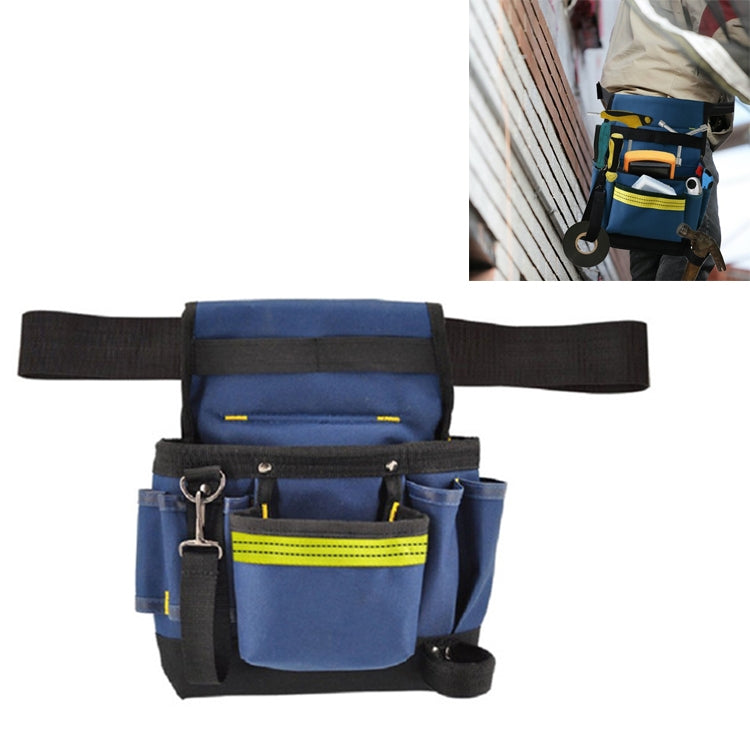 Borsa da cintura per attrezzi hardware multitasca regolabile per manutenzione da elettricista Borsa portaoggetti multifunzione, Black, Blue