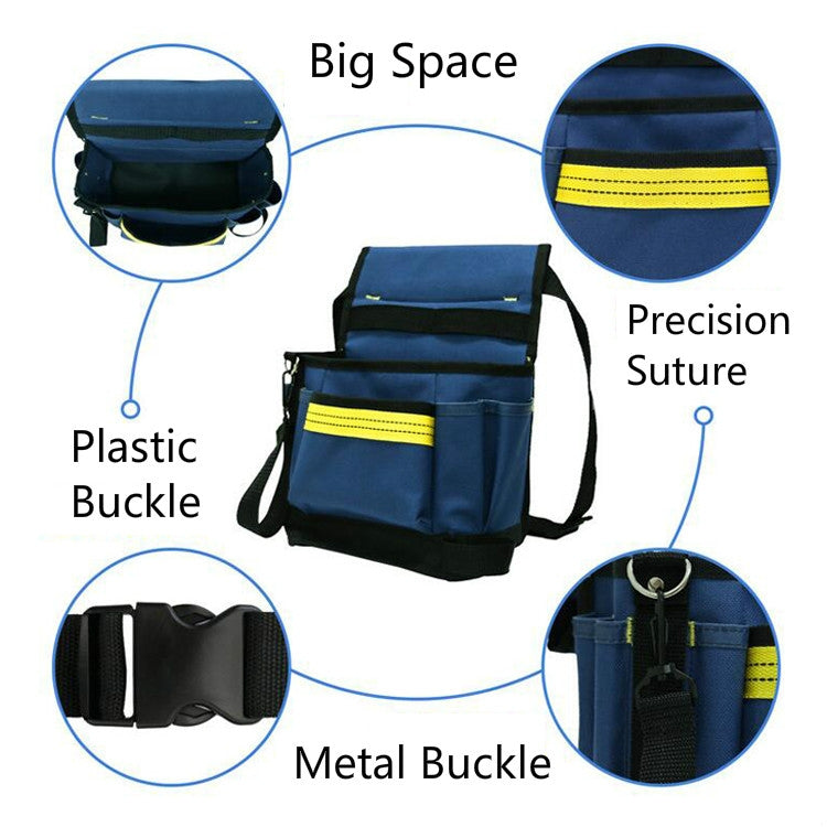 Borsa da cintura per attrezzi hardware multitasca regolabile per manutenzione da elettricista Borsa portaoggetti multifunzione, Black, Blue