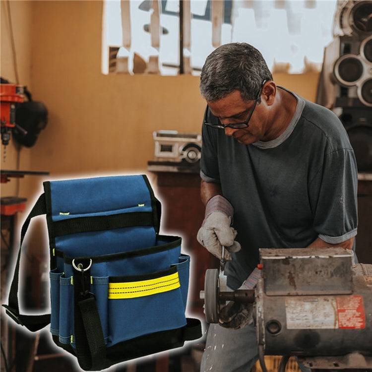 Borsa da cintura per attrezzi hardware multitasca regolabile per manutenzione da elettricista Borsa portaoggetti multifunzione, Black, Blue