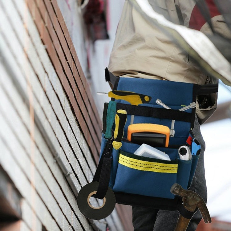 Borsa da cintura per attrezzi hardware multitasca regolabile per manutenzione da elettricista Borsa portaoggetti multifunzione, Black, Blue