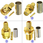 Connettore a crimpare per RG58 / LMR195 / RG142 / RG400, 10pcs SMA Male, 10pcs SMA Female, 10pcs RP SMA Male, 10pcs RP SMA Female