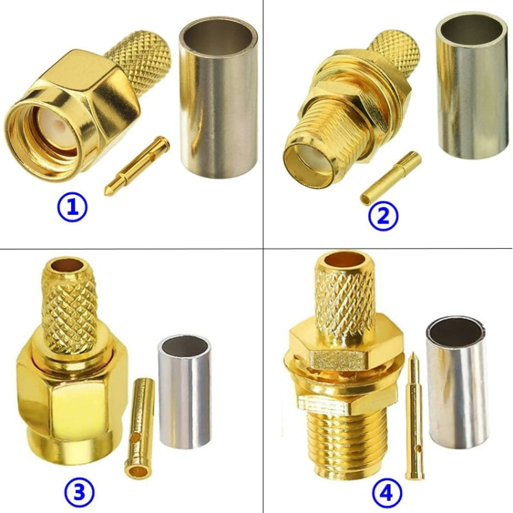 Connettore a crimpare per RG58 / LMR195 / RG142 / RG400, 10pcs SMA Male, 10pcs SMA Female, 10pcs RP SMA Male, 10pcs RP SMA Female