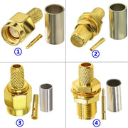 Connettore a crimpare per RG58 / LMR195 / RG142 / RG400, 10pcs SMA Male, 10pcs SMA Female, 10pcs RP SMA Male, 10pcs RP SMA Female