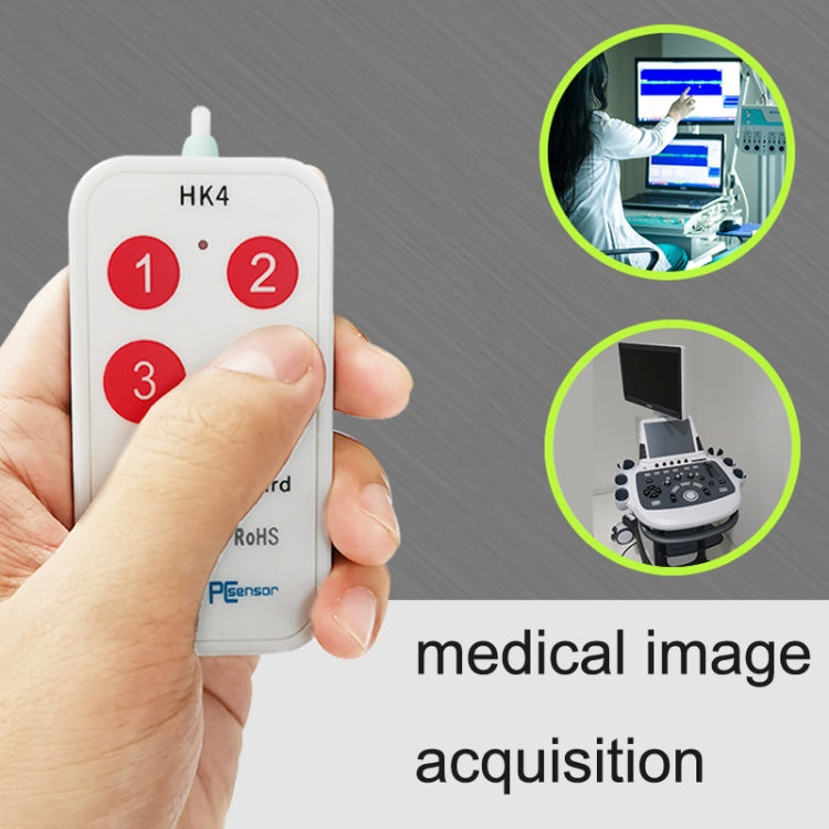 HK-4 Tastierino USB per acquisizione ultrasuoni medici a 4 tasti personalizzati per copia e incolla rapidi, lunghezza cavo: 2 m, With Anti-skid Stand, Without Anti-skid Stand