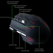 Mouse da gioco combinati con 7 tasti combinati con un clic MOS7, lunghezza cavo: 2 m
