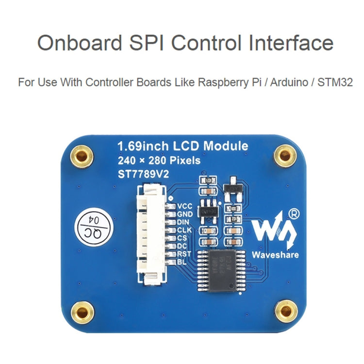 Waveshare 1.69 Inch 240×280 Resolution IPS LCD Display Module with SPI Interface, 1.69 Inch