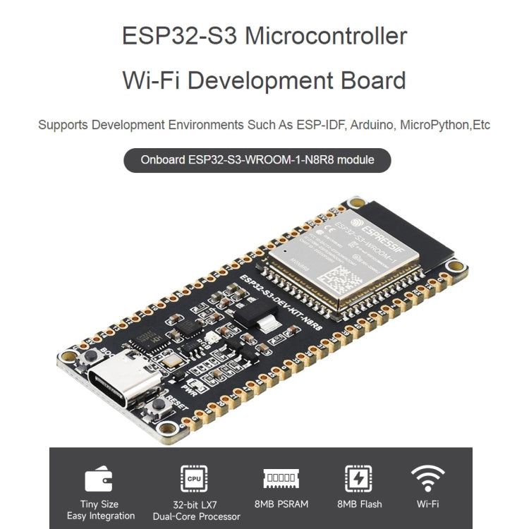 Scheda sviluppo Wi-Fi 2,4 GHz ESP32-S3 Waveshare