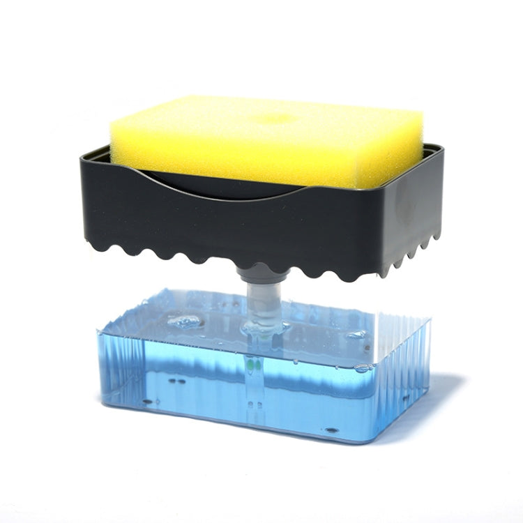 Panno per la pulizia Spazzola per piatti Scatola per liquidi Spazzola da cucina Miscelatore per detersivo Pressa Scatola per sapone in plastica, White, Dark Gray, Dark Blue